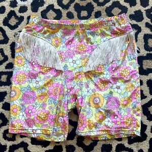 Fashion Brand Company velvet bike shorts with fringe